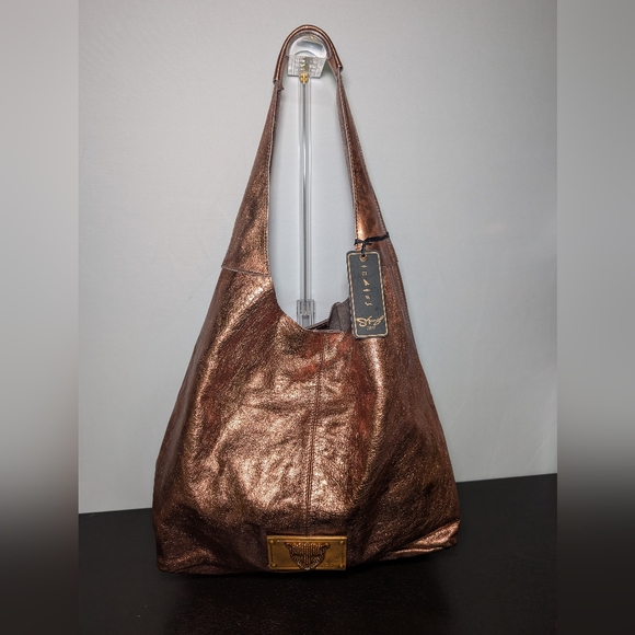 Sharif Metallic Bronze Hobo Bag With Coin Purse - Picture 4 of 7